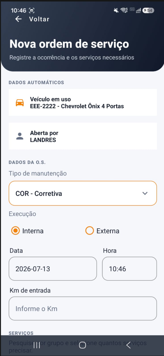 Nova ordem de serviço